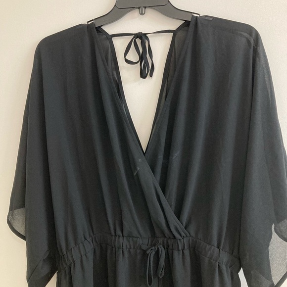 Unique 21 Womens Sexy Lingerie Size 20 Black Sheer Romper Shorts Deep V Neck - Picture 3 of 8